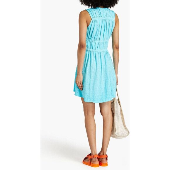 ATM Gathered Slub Cotton-Jersey Mini Dress Size XS - Picture 2 of 6